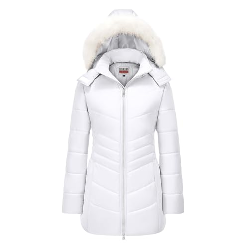 WULFUL Women's Winter Coats Long Warm Thicken Puffer Jackets Outwear With Removable Fur Hood