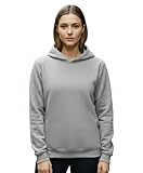 Blusa de frio feminina Moletom lisa com capuz (BR, Alfa, P, Regular, Regular, Cinza)