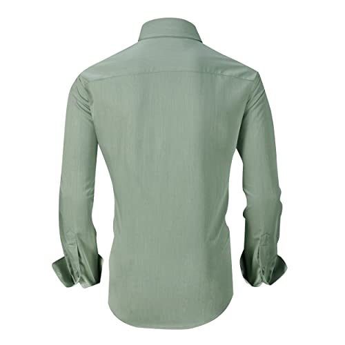 Alex Vando Mens Bamboo Dress Shirts Wrinkle Free Regular Fit Stretch Button Down Shirt