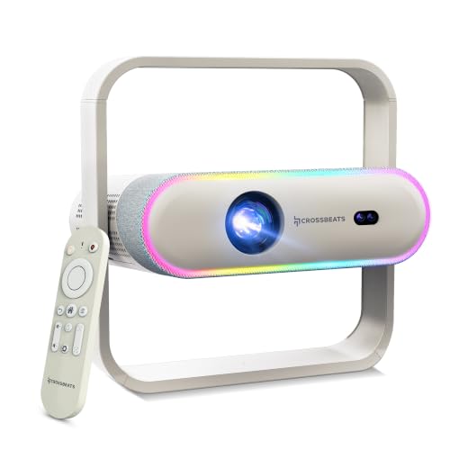 Image of Crossbeats Lumex Prism 4K Support Ultra HD Projector for Room, Native 1080P Full HD Home Theatre Projector, 750 ANSI Lumens, WiFi 6, Auto Focus, 4D Keystone, RGB Lighting, 20W Speaker