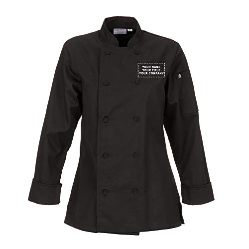 Chef Works Custom Embroidered Womens Marbella Chef Coat Black