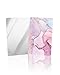 OComster Pink Ombre Marble Compact Mirror Bulk 4 Pack Card Mirror, Nature Stone Marble Texture Small Compact Mirror for Purse, Rectangular Handheld Pocket Makeup Mirror