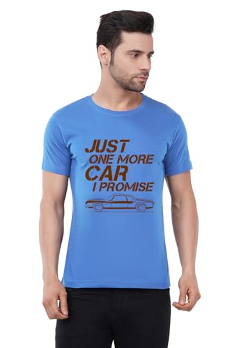 Image of Caseria Men's Cotton Printed T-Shirt -Just One More Car | 100% Cotton | Half Sleeves | Regular Fit | Printed | Round Neck | Graphic T Shirt
