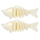 Veemoon Señuelos de Pesca 7 Segmentos 10 Cm Cuerpo Múltiple Abs Color Beige 2 Piezas sin Pintar para Pesca Deportiva y Simulación Realista