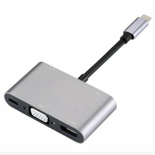 2024 1 * 5 in 1 Adapter Converter Hub, Type C to HDMI/VGA/USB Audio/USB-C PD Port Adapter Converter Hub Typec Hdmi+Vga+Audio+USB+PD Accessory