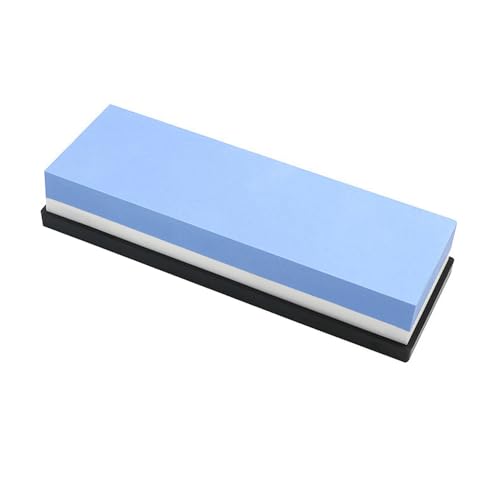 Pedra de Amolar Dupla Face para Facas, Grãos 400/1000, com Base Antiderrapante (Azul e Branco)