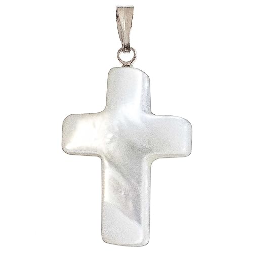 Naturosphère - Bijoux naturels C17 - Pendentif croix crucifix en nacre de trocha