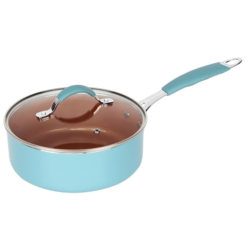 Gr8 Home 19 Piece Induction Cookware Set Non Stick Cooking Pot Frying Pan Steamer Saucepan Kitchenware Bakeware with Lids (Blue and Copper) - Image 3