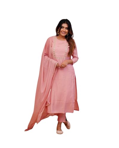 Shiv Textiles Silk Blendembroidery Ethnic Designer Party Wear Kurta Set For Women - Festive Collection(Jd-Pragati-Lightpink-Xl)