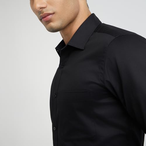 Image of Raymond Men's Slim Fit Solid Pattern Pure Cotton Semi Cut Away Collar Full Sleeve Formal Shirt