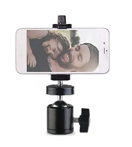 SUBTON® 360 Degree Metal Ball Head for Tripod with Openable Mobile Holder Mount Adapter Camera Stand Bracket (Ball Head+Knob Mobile Bracket)