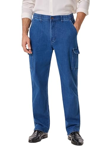 Mens Cargo Jeans with Elastic Waist Relaxed Fit Denim Cargo Pants Men Easy Wear Perfect for Outdoor