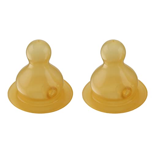 Image of HEVEA Standard Neck Baby Glass Bottle Nipples Medium Flow: Glass Baby Bottle Nipples - Two-Pack - 100% Natural Rubber 3-24 Months