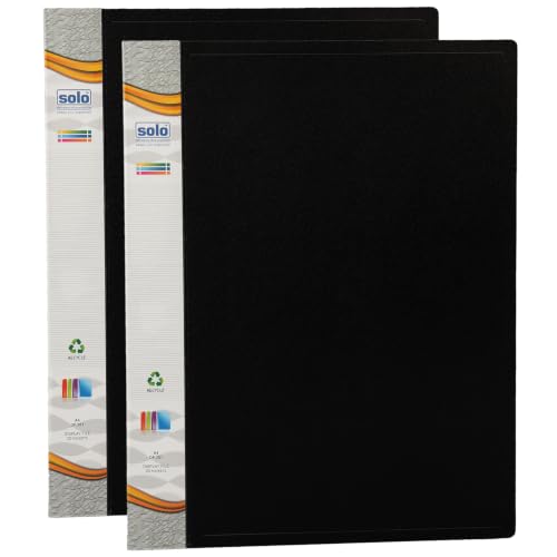 Image of Solo Display File, Presentation Folder with Clear Document Sleeve, Professional Display Portfolio (20 Pocket Black, A4 Pack of 2)
