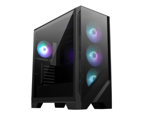 MSI MAG Forge 321R Airflow ブラック コンピューターケース、USB 3.2 Gen 1 x 2、4x120mm ARGBファン、ARGBコントロールボード、強化ガラスウィンドウ。