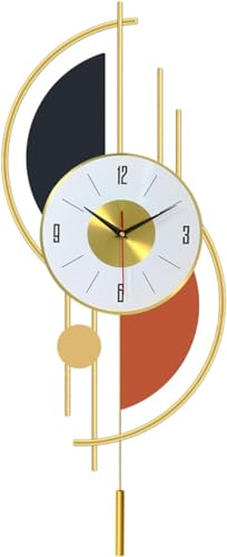 Horloge murale dorée géante en métal avec pendule de style européen chic