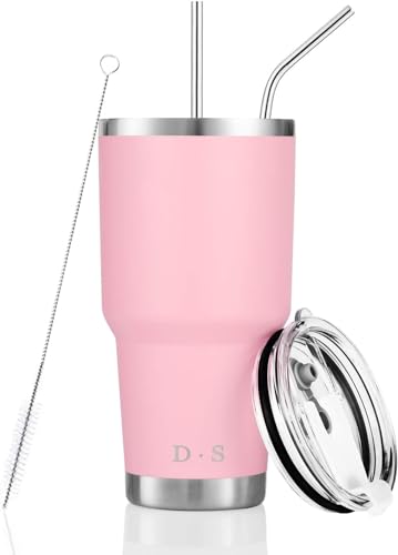 Image of D.S 30 oz Pink Tumbler Double Wall Vacuum Insulated Travel Coffee Mug