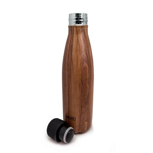 VoltShine Termo Doble Pared 500ml con diseño Efecto Madera, Ideal para Mantener Bebidas frías o Calientes Durante Horas.