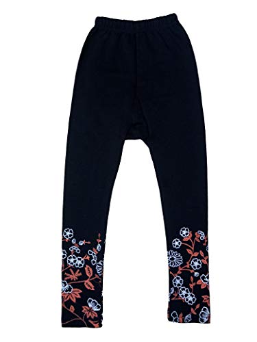 Image of IndiWeaves Girls Combo Pack of Wollen Warm Solid and Printed Leggings for Winters (Black,Black,4-5 Years) Pack of 2