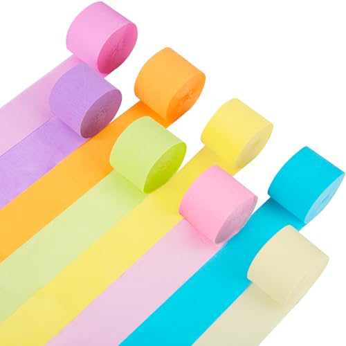 Image of 8 Rolls Pastel Streamers, Crepe Paper Streamers Party Decorations for Pastel Birthday Party Bachelorette Wedding Bridal Baby Shower