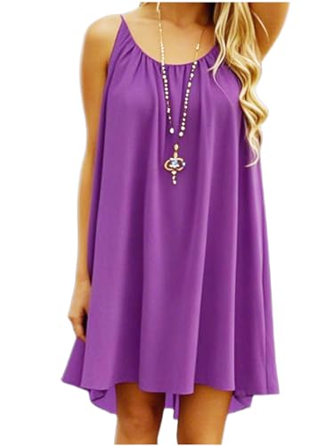 Image of Women's Chiffon Summer Casual Sundress Spaghetti Strap Tank Beach Dresses Bathing Suit Coverup