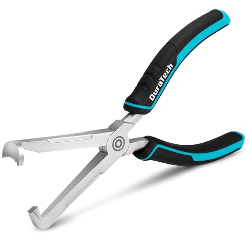 DuraTech 8-Inch Electrical Disconnect Pliers, Straight Head Automotive Connector Pliers, Electrical Connector Removal Tool for Car, Automotive Hand Tools for Push Tab Style Plugs
