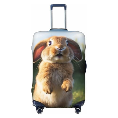 SDTYKHJ 旅行用荷物カバー ファッション スーツケースプロテクター かわいい おもしろい ラビット スパンデックス 荷物カバー 洗濯可能 スーツケースカバー 傷防止 荷物カバープロテクター 18-32インチのスーツケースに適合, ブラック, X-La