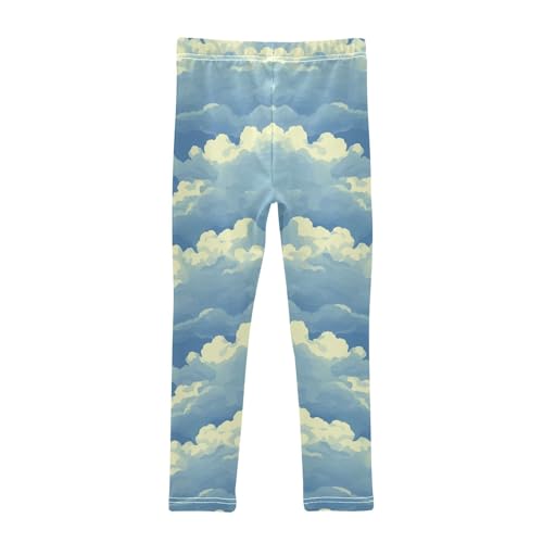 Pattern of Clouds Girls Leggings,Workout Leggings for Girls Toddler Athletic Leggings Size for 3-10T2