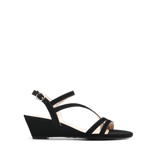 Image of DREAM PAIRS Strappy Wrapped Dressy Wedge Sandals, Comfortable Ankle Strap Open Toe Evening Dress Wedding Dance Summer Shoes