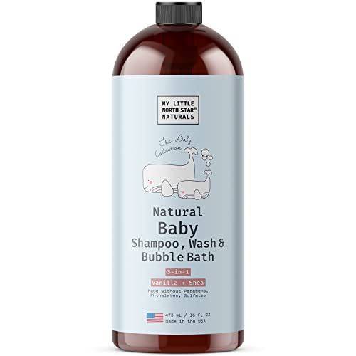 Baby Shampoo and body wash, Gentle Head-To-Toe 3-in-1 Baby Soap, Baby Body Wash & Baby Bubble Bath, Hypoallergenic Nourishing Vanilla Shea, Plant-Derived, Made in USA, Sulfate-Free, Packaging May Vary