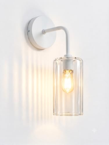 Image of Single White Wall Light with Crystal Acrylic Shade Hanging Wall Sconce Lamp Modern Design for Bedroom Living Room Bathroom Bedside Vanity Hall Home Decor Hotel
