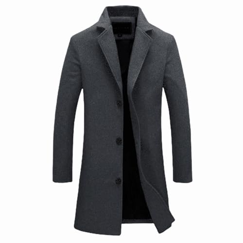 Men's Oversized Casual Notched Collar Long Pea Coats Single Breasted Business Overcoats Warm Thicken Trench Coats