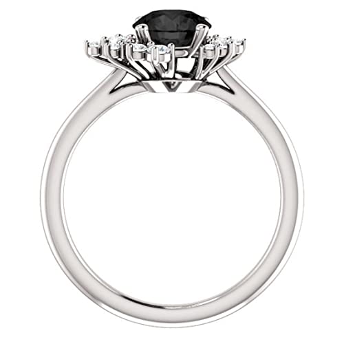 Vintage 2.8 Ct Round Cut Onyx Black Diamond Cluster Wedding Engagement Ring for Women in 925 Sterling Silver White Gold Finish Rhodium Plated4