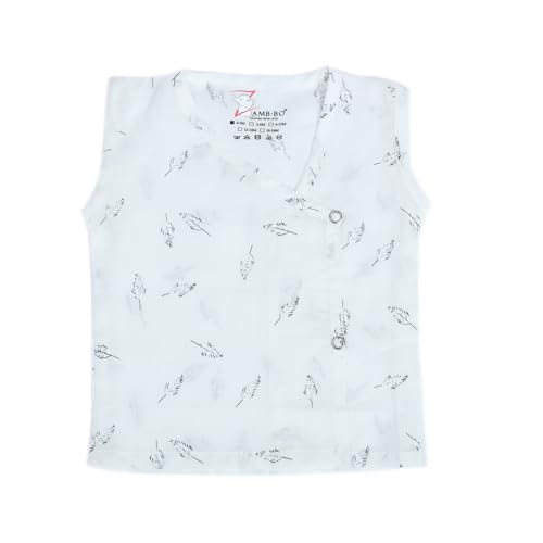 Image of Baby Jabla Set of 3 - Printed Sleeveless Cotton Vests for Newborns & Infants| Soft, Breathable Summer Wear for Boys & Girls (0-3,3-6 Months, Yellow,Stripes Print)