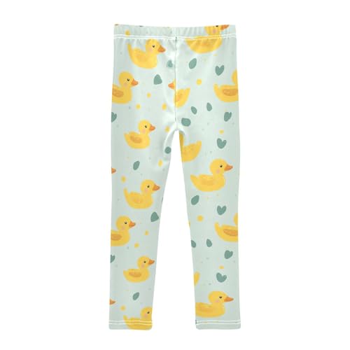 Yellow Duck Girls' Leggings Toddler Doodles Green Heart Kids Yoga Pants Dance Active Tights 4T2