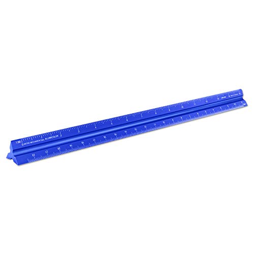 Image of Alumicolor Aluminum Mechanical Metric Solid Drafting Scale, 30 Centimeter, Blue
