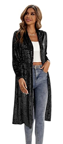 Image of R.Vivimos Women's Long Sleeves Casual Velvet Jacket Open Front Cardigan Coat Outerwear