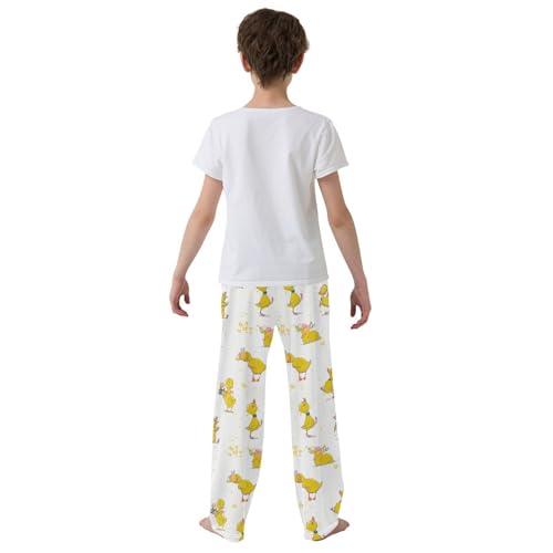 Cartoon Ducks Boys Long Pants Soft Trousers Elastic Waist Kids Lounge Bottoms with Pockets S-XL3