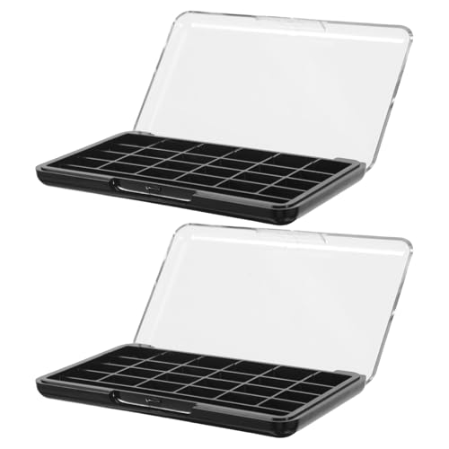 Healvian Estuche de Sombras de Ojos Vacío para 24 Colores, Paleta de Maquillaje Vacía con Tapa Transparente, Caja Organizadora Compacta y Ligera para Uso Profesional y Doméstico (2