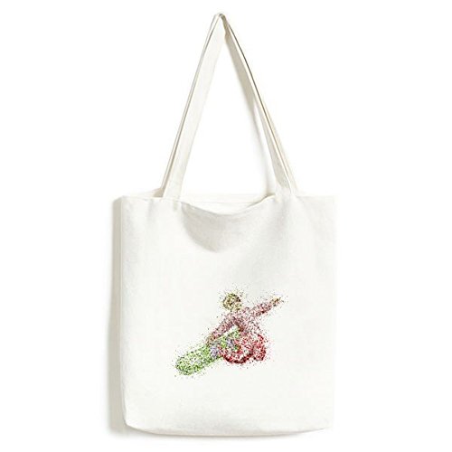 Sac fourre-tout motif aquarelle ski et planche à roulettes en toile résistante
