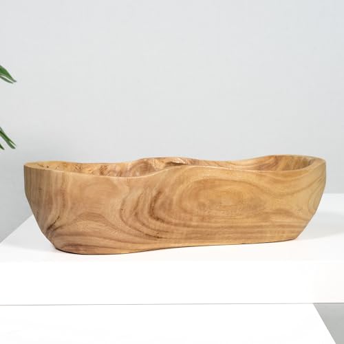DARO DEKO Holz Schale länglich 31 x 10 cm – Deko Schale aus massivem Naturholz – Obstschale Tischdeko Pflanz-Schale