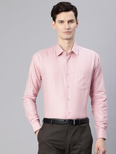 Image of Majestic Man Men's Solid Cotton Blend Textured Wrinkle-Resistant Slim Fit Easy Iron Formal Shirt