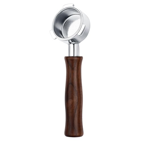 Image of Normcore 51mm 3 Ears Naked Portafilter for DeLonghi Dedica, SMEG EUPA Machines, Bottomless Espresso Portafilter with 18g Basket, Genuine American Walnut Handle