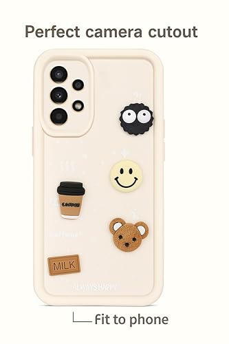 Image of COLORflow Back Cover Compatible with Samsung Galaxy A23 4G / A23 5G | Cute Fun Cartoon 3D Ball Coffee Silicone Case (White) | Designer Camera and Body Protected Back Cover