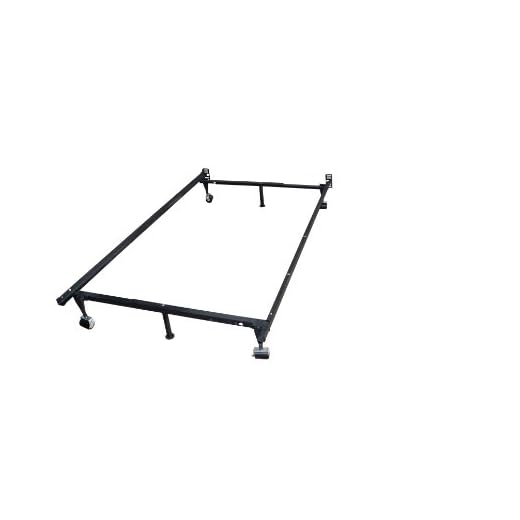 Heavy Duty Adjustable Metal Queen, Full, Full XL, Twin, Twin XL, Bed Frame with Rug Rollers & Locking Wheels