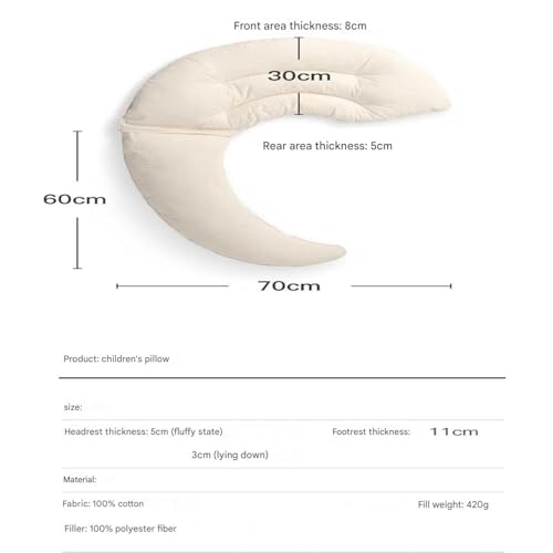 Miniatura 7 de Hardware Tribe Almohada De Dormir De Algodón En Forma De Luna. Algodón De Clase A Respetuoso Con La Piel, Ranura Ergonómica En Forma De U, Soporte Suave Para Cabeza Y Cuello, Diseño Biónico, Ayuda A