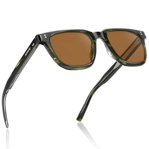 Image of AVAWAY Polarized Sunglasses for Men UV Protection, Square Acetate Frame Outdoor Driving Sun Glasses