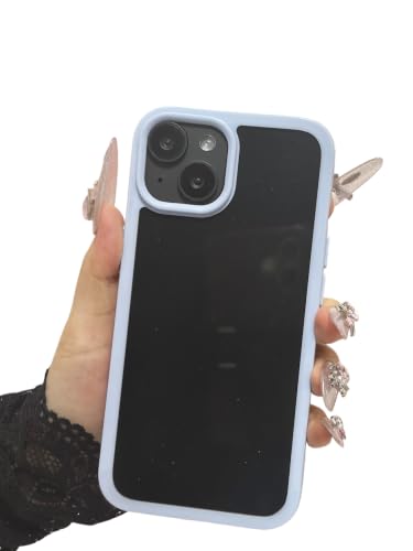 Coque iPhone 14 transparente claire mince plastique dur bumper caoutchouc bleu