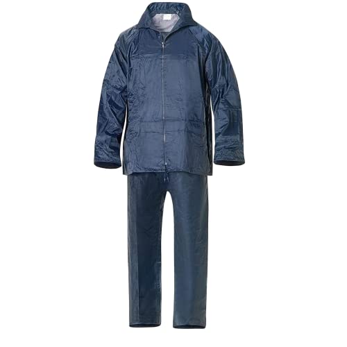 Traje de agua para ingeniero, fabricado en Poliéster/PVC bajo las normativas EN-14325 CATIII y EN13034. Totalmente impermeable ideal para uso profesional. Puños con goma elástica talla XL color AZUL Cover