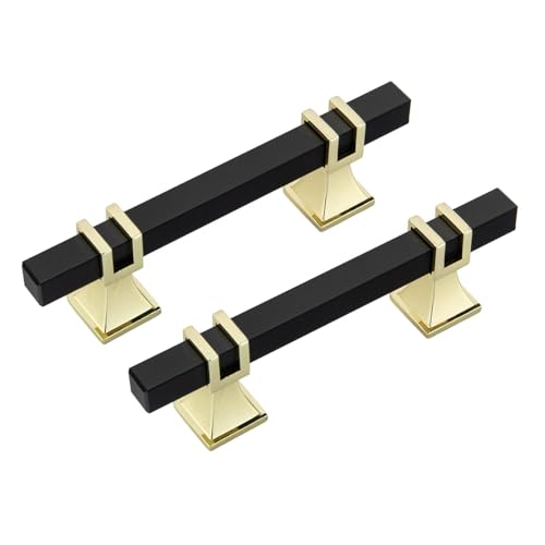Rergy 10 Pack 3 Inch Black and Gold Cabinet Handles, Solid Zinc Alloy by Rergy - Used condition - US$28.88